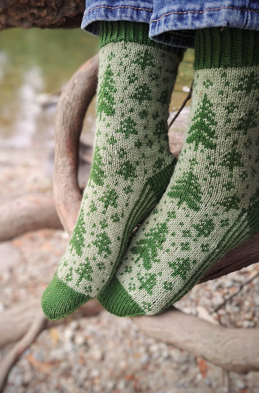 Tree-t Yourself Socks/ Mid-Calf Knitting Pattern